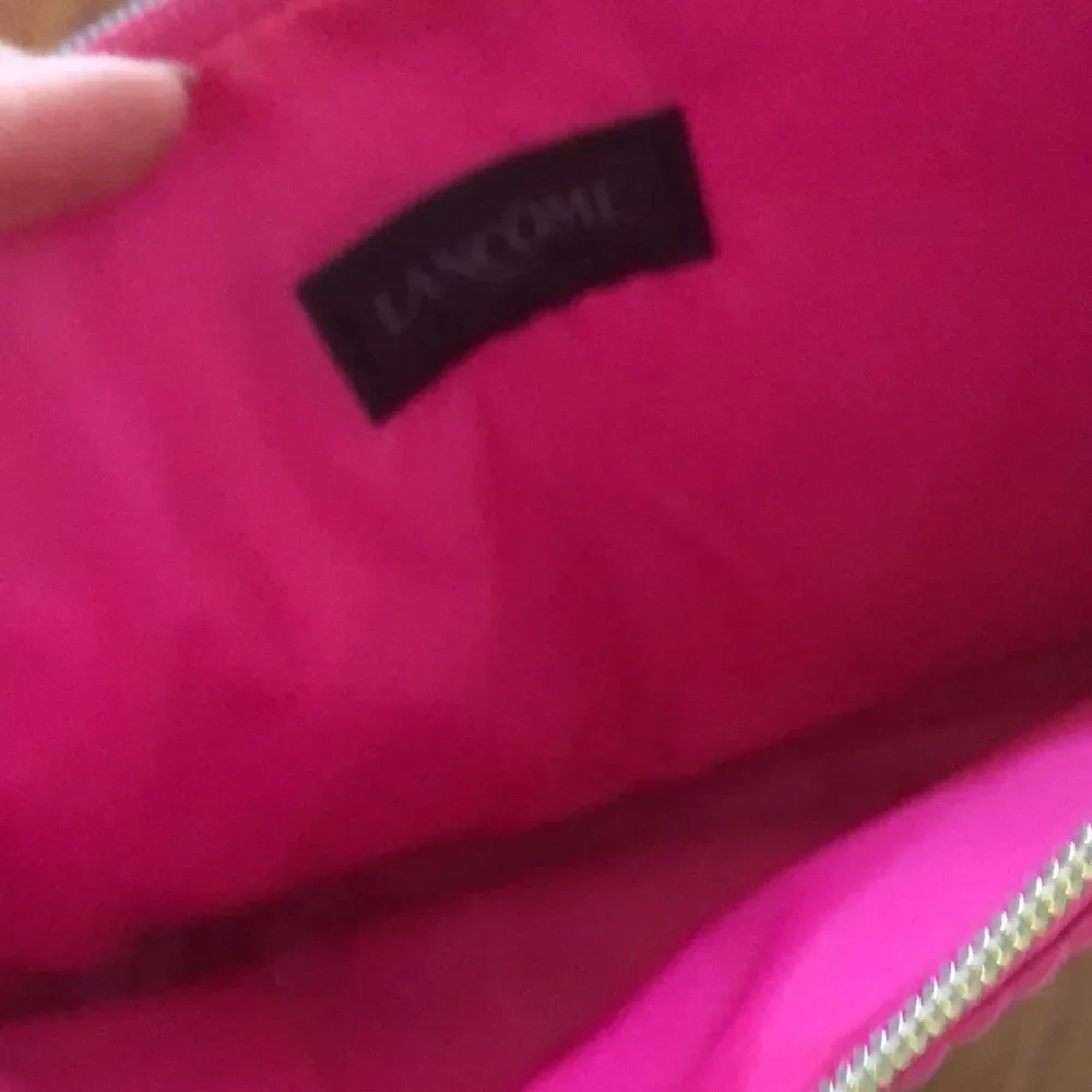 NEW Lancôme Pink and black satin make up bag